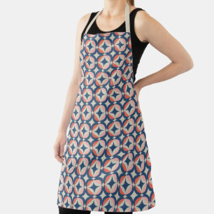 Blue & Coral Geometric Pattern Apron