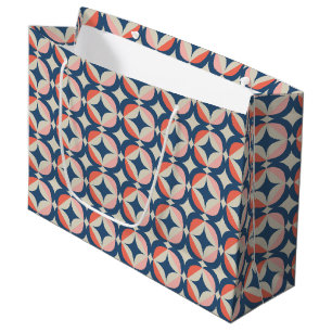 Blue & Coral Geometric Pattern Large Gift Bag
