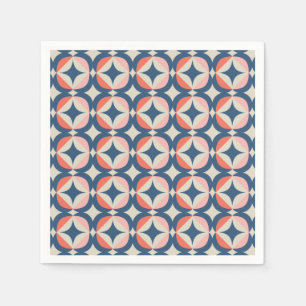 Blue & Coral Geometric Pattern Napkin