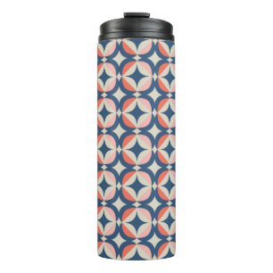 Blue & Coral Geometric Pattern Thermal Tumbler