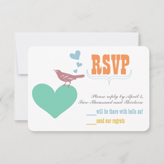 Blue Coral Mint Floral Typography Wedding Invites (Front)