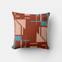 Blue Coral Orange Perpendicular Art Motif on Rust