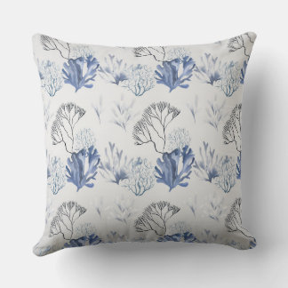 Blue Coral Pattern Cushion
