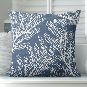 Blue Coral Pillow Beach Accent Throw Pillows