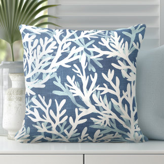 Blue Coral Pillow | Coral Decorative Pillows