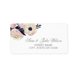 Blue & Coral Pink Floral Spring address labels