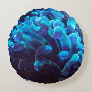 Blue coral round cushion
