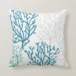 Blue Coral Throw Pillow