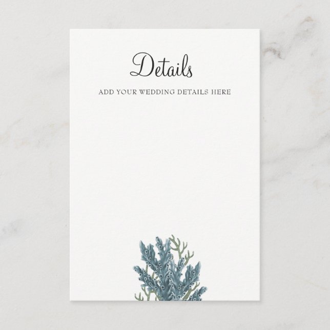 Blue Corals Under The Sea Wedding  Enclosure Card (Front)