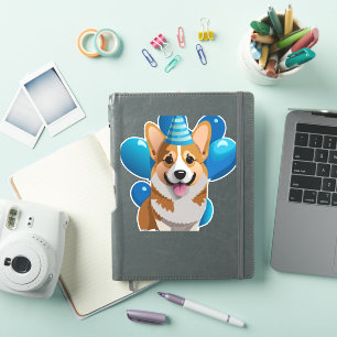 Blue Corgi Birthday Classic T-Shirt (1)