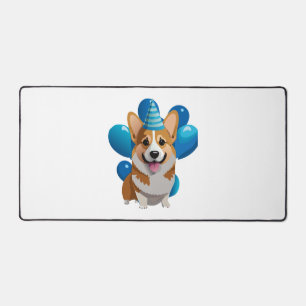 Blue Corgi Birthday Classic T-Shirt (1) Desk Mat