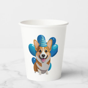 Blue Corgi Birthday Classic T-Shirt (1) Paper Cups