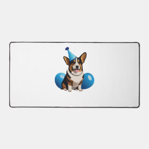 Blue Corgi Birthday Classic T-Shirt Desk Mat