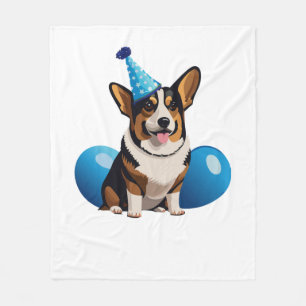 Blue Corgi Birthday Classic T-Shirt Fleece Blanket