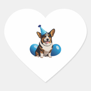 Blue Corgi Birthday Classic T-Shirt Heart Sticker