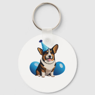 Blue Corgi Birthday Classic T-Shirt Key Ring