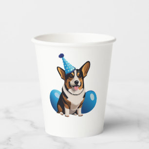 Blue Corgi Birthday Classic T-Shirt Paper Cups