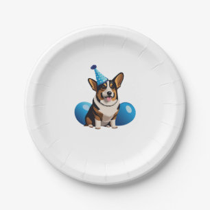 Blue Corgi Birthday Classic T-Shirt Paper Plate