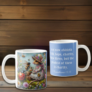 Blue Corinthians Scripture Cute Mouse Christian  Coffee Mug