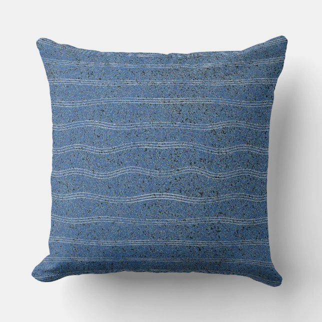 Blue Cork Texture with White Lines Cushion (Front)