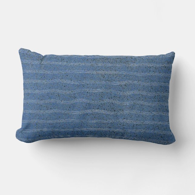 Blue Cork Texture with White Lines Lumbar Cushion (Front)