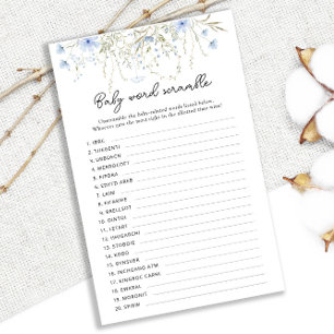 Blue Cornflower Baby Shower Baby Word Scramble
