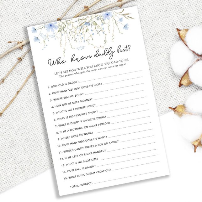 Blue Cornflower Baby Shower Who Knows Daddy Best (Creator Uploaded)