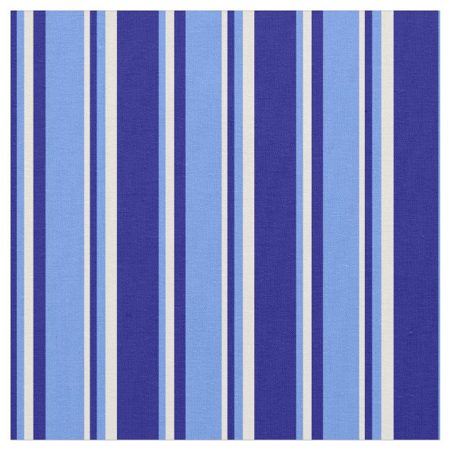 Blue, Cornflower Blue & Beige Coloured Pattern Fabric (Close Up)