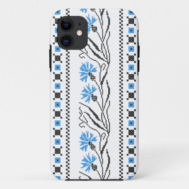 Blue Cornflower cross-stitch design Case-Mate iPhone Case (Back)
