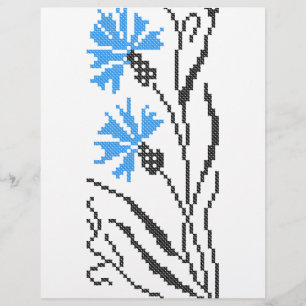 Blue Cornflower cross-stitch design Flyer