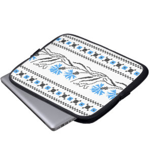 Blue Cornflower cross-stitch design Laptop Sleeve