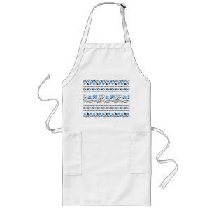 Blue Cornflower cross-stitch design Long Apron