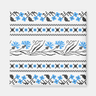 Blue Cornflower cross-stitch design Magnet
