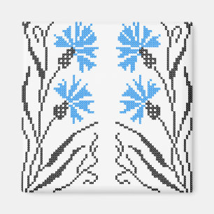 Blue Cornflower cross-stitch design Magnet