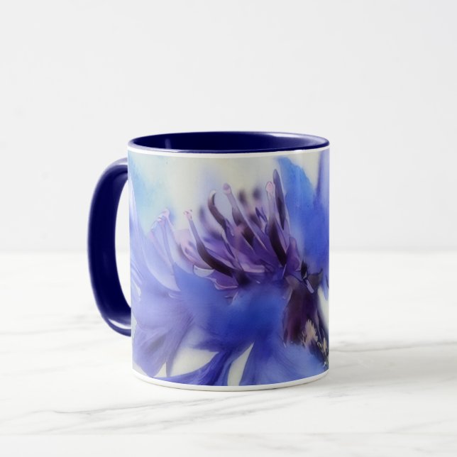 Blue Cornflower Flower Art Mug Cup (Front Left)