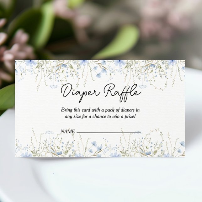 Blue Cornflower Girl Baby Shower Diaper Raffle Enclosure Card (Creator Uploaded)
