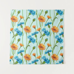 Blue Cornflower Herb or bachelor button flower bou Tapestry