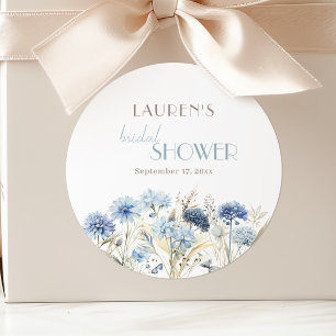 Blue Cornflower Hydrangea Bridal Shower Classic Round Sticker