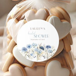 Blue Cornflower Hydrangea Bridal Shower Classic Round Sticker