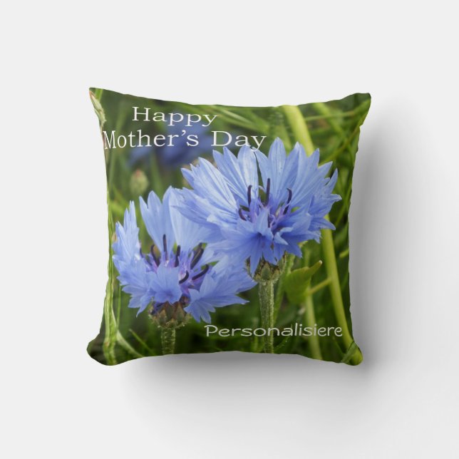 blue cornflower throw pillow (Front)