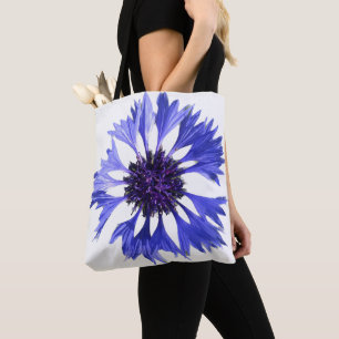Blue cornflower tote bag