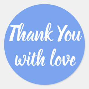 Blue Cornflower & White Thank You Love Wedding Classic Round Sticker
