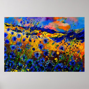 blue cornflowers 0746 poster