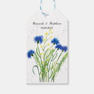 Blue cornflowers floral watercolor pretty Wedding  Gift Tags