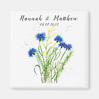 Blue cornflowers floral watercolor pretty Wedding