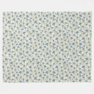 Blue Cornflowers Light Sage Green Fleece Blanket