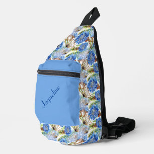 Blue Cornflowers White Background Sling Bag