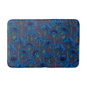 Blue cornflowers, wild flowers bath mat