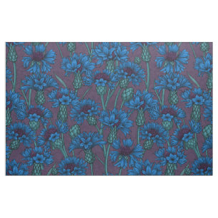 Blue cornflowers, wild flowers fabric