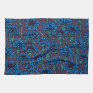 Blue cornflowers, wild flowers tea towel